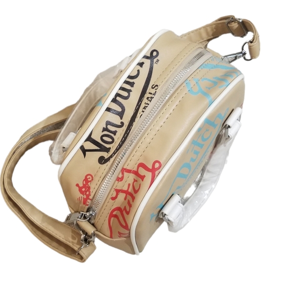 VON DUTCH nude crossbody satchel shoulder mini bowling bag purse - Picture 4 of 11